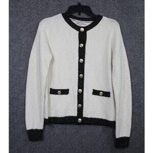 BCBGeneration Contrast Knit Cardigan In Cream Small NEW